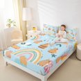 thumbnail image 4 of Castle Fairy Kids Teens Cartoon Capybara Twin Sheet Sets 3pcs,Kawaii Rainbow Twin Fitted Sheet Microfiber,Cute Flower Animal Breathable Flat Sheet,Super Cozy Room Decor, 4 of 7