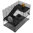 thumbnail image 2 of Dog Pens PawHut Hamster Cage, 31" Gerbil Cage with Glass Basin, Ramps, Platforms, Hut, Exercise Wheel, for Small Hamsters, Black,Cat Pens, 2 of 10