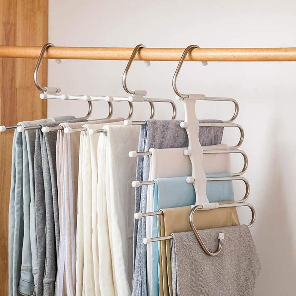 Clothes Hanger 3 Pcs Anti Slip Solid Wooden Pants Skirt Drying Storage Racks 