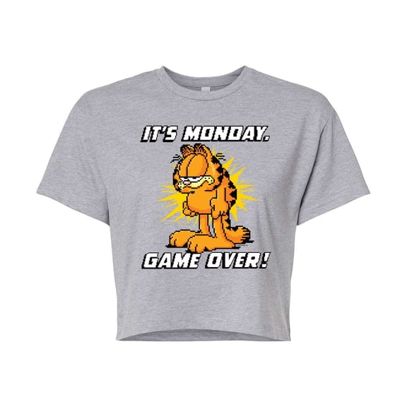 Garfield - It's Monday Garfield - Juniors Cropped Cotton Blend T-Shirt