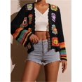 thumbnail image 2 of Cárdigans florales de ganchillo for mujer, cárdigan bohemio con abertura frontal, suéter, Tops de manga larga, moda Primavera Verano, 2 of 5