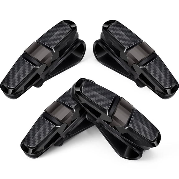4 Pieces Glasses Holders for Car Sun Visor,Sunglasses Holder Clip Hanger Eyeglasses Mount,Double-Ends Clip 180 Degree Rotational Car Glasses Holder (Black)