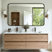 Dovelina 40"×30" Bathroom Vanity Mirror for Wall, Aluminum Alloy Framed Wall Mirror, Black