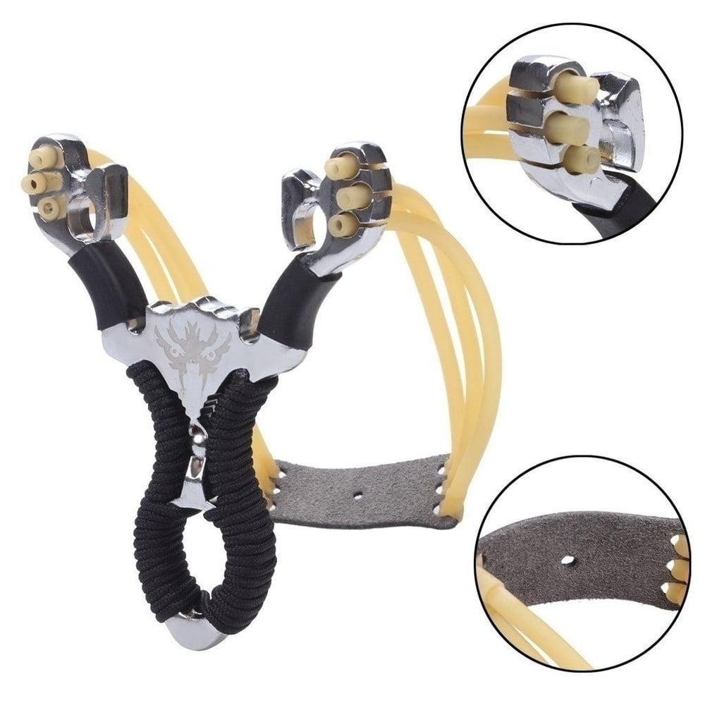 Stainless Steel Slingshot With Elastic Rubber Bands For Adults Outdoor Hunting Games