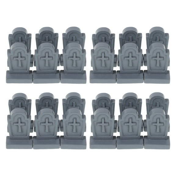 COMPUKAS 24Pcs Grave Markers For Cemetery Plastic Gravestone Shape Grey Decoration  Decor