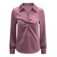 thumbnail image 5 of Camisetas para Mujeres con Cuello en V Manga Larga Delantera Blusa de Color Sólido, Corbata Delantera Top Casual, 5 of 7