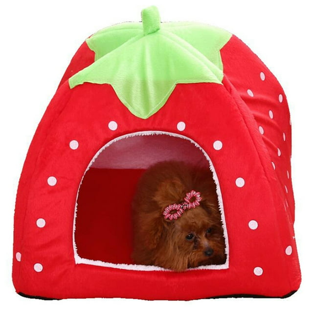 OULII Lit pour Petit Animal Rouge Cachette pour Lapin Respirant Confortable Maison pour Lapin d'Intérieur