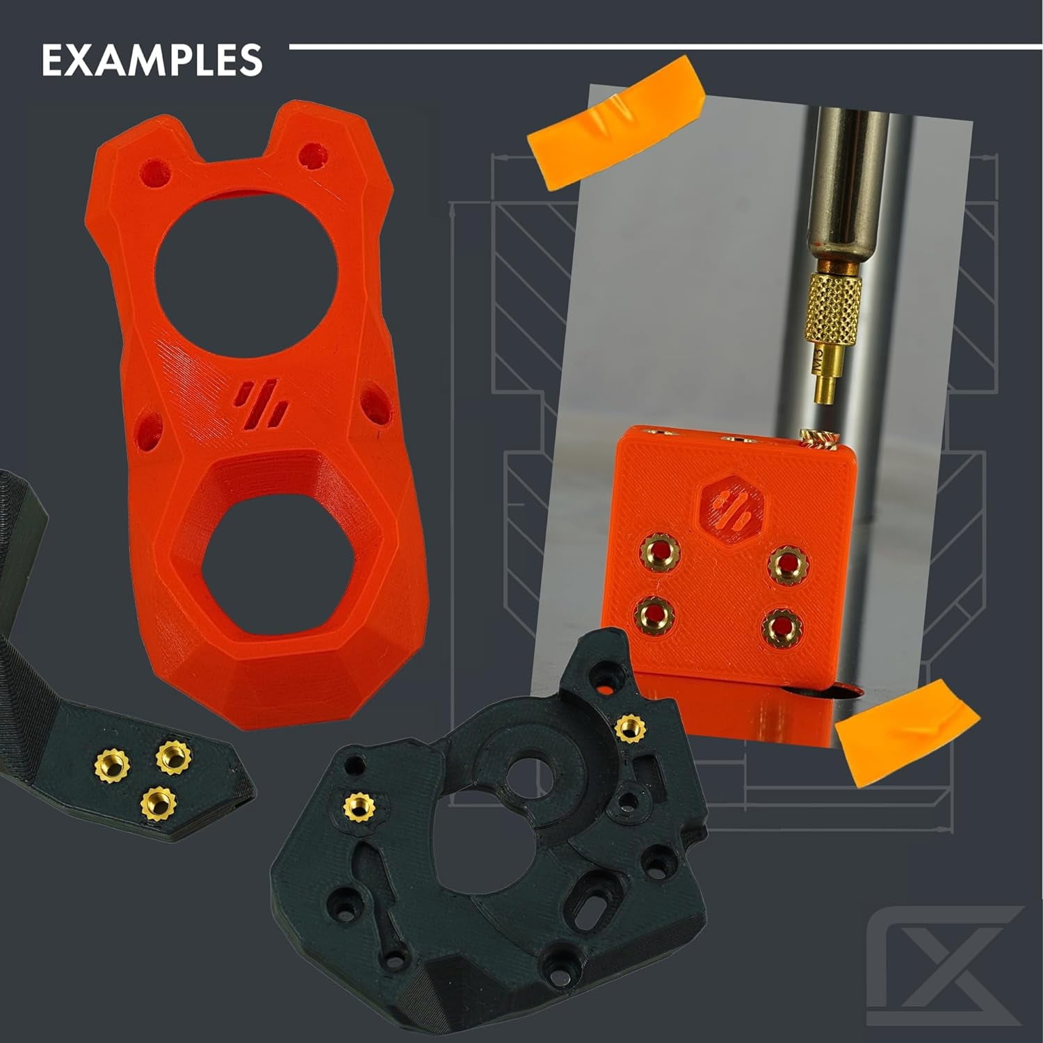 3 thread inserts - 100 pieces - 354 brass hot insert inserts for plastic parts - metric knurled nuts - through hot insertion into 3 print components