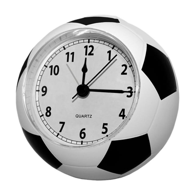 Reloj despertador de escritorio con forma de balón de fútbol, silencioso, decorativo y creativo, para mesa y hogar. Blanco