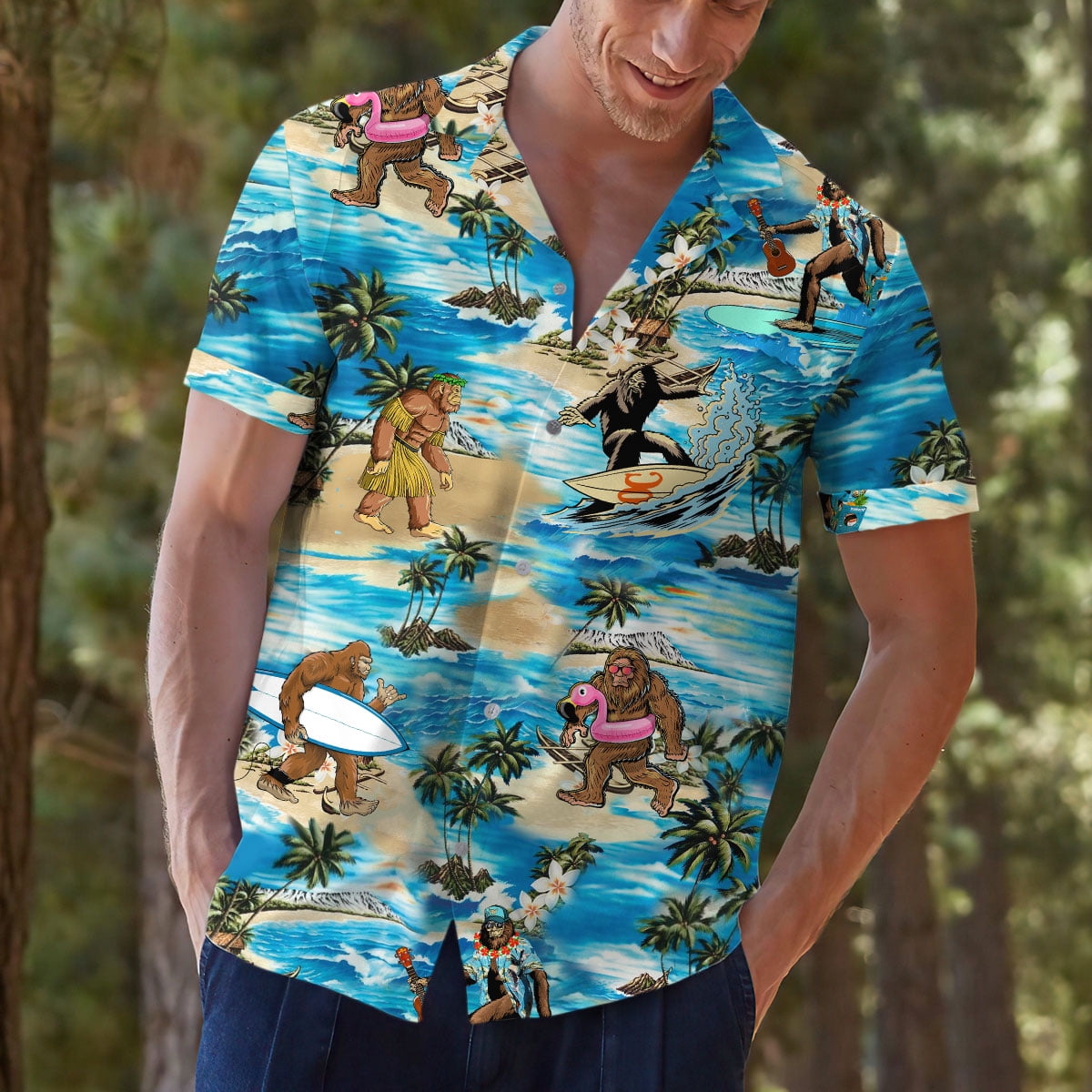 Men's Hawaiian Shirt – Short Sleeve Aloha Shirt With Fun Alien Print, Quick-Dry & Lightweight For Summer - View #10
