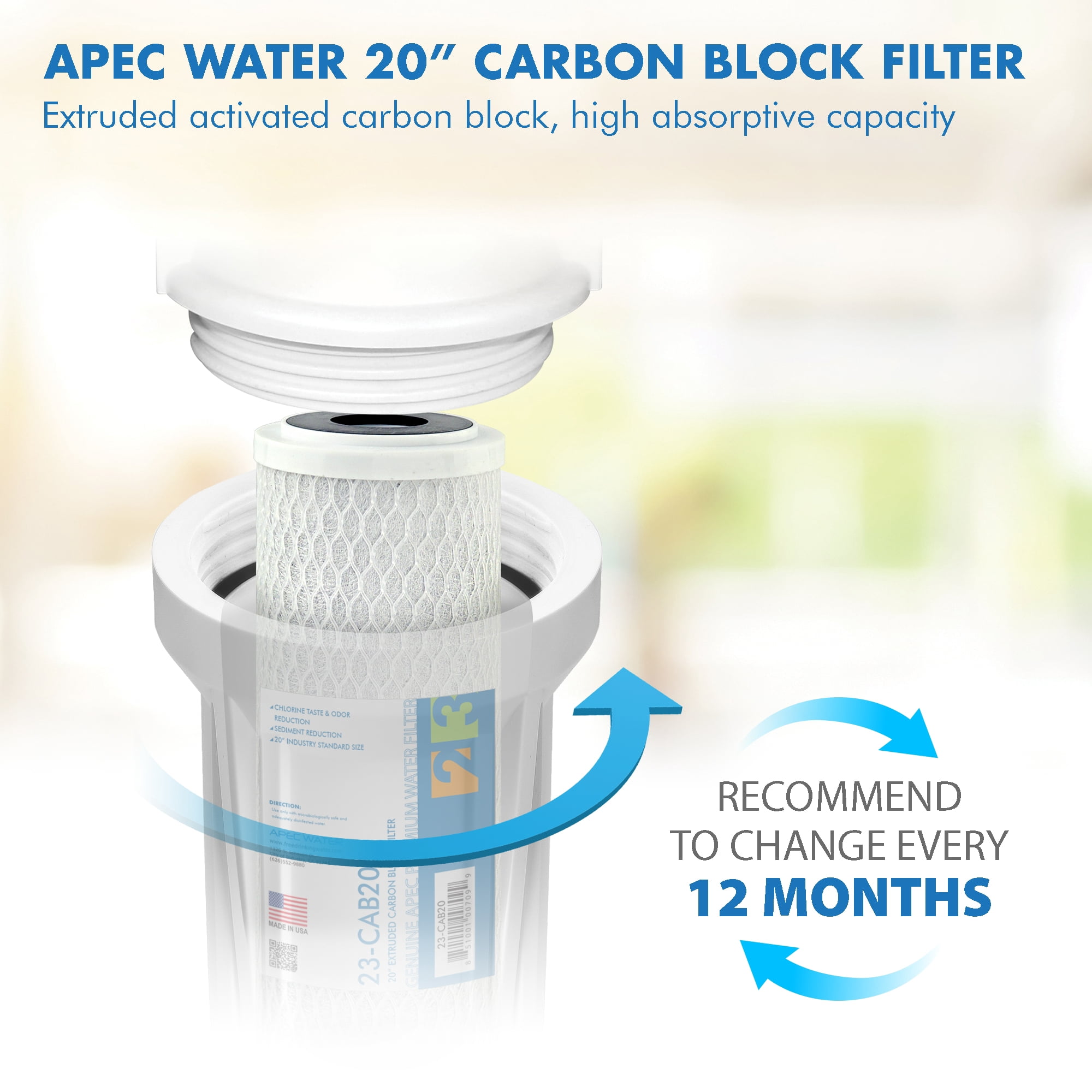 APEC Commercial Grade 20 in. x 2.5 in., 5-Micron High Capacity Carbon Pre-Filter 23-CAB20