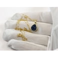 thumbnail image 2 of 14k Gold Filled Drusy Pendant Necklace Peacock Blue Goldtone Thick Teardrop Bezel Small Dainty, 20" Designed for Adult Women, 2 of 4