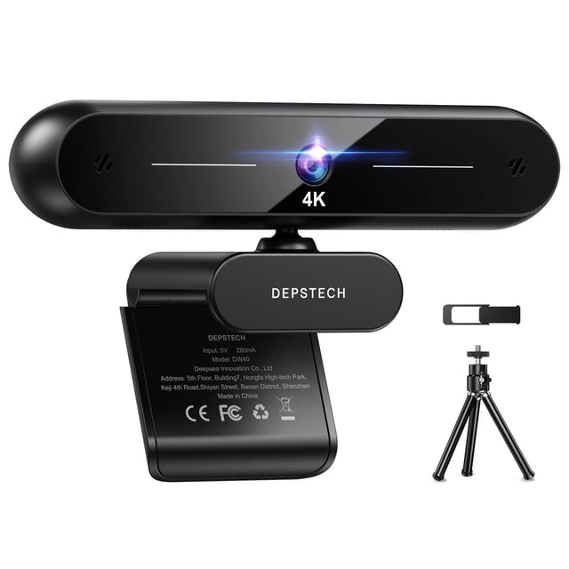 Cámara web DEPSTECH DW40 4K con micrófono, funda de privacidad y trípode