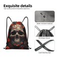 thumbnail image 4 of Kdxio Vintage Butterfly Flower Skull Pattern Drawstring Bag for Gym Sports School Travel Lightweight Sackpack with Adjustable Cords Waterproof Fabric-Small, 4 of 6