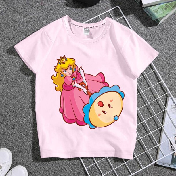 Serie de princesas de Super Mario para mujer, regalo de verano para chica divertida y dulce, estampado de dibujos animados, informal, cuello redondo, manga corta zhangmengya LED