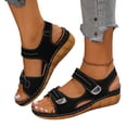 thumbnail image 2 of Vamuko Orthopedic Sandals for Women, 2026 Open Toe Ankle Strap Walking Sandals, Summer Strappy Wedge Sandals with Arch Support,Wide Width Platform Sandals Black, 2 of 7