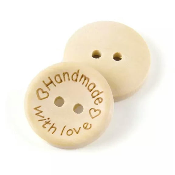 U8MO Craft Wooden Handmade with Love Round 2 Holes Wooden Sewing Buttons 15/20/25mm-50pcs 20mm