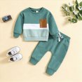 thumbnail image 6 of Xudanell Toddler Baby Boy Fall Clothes Long Sleeve Color Block Crew Neck Sweatshirt + Elastic Waist Pants Cute Kids Winter Outfits, 6 of 7