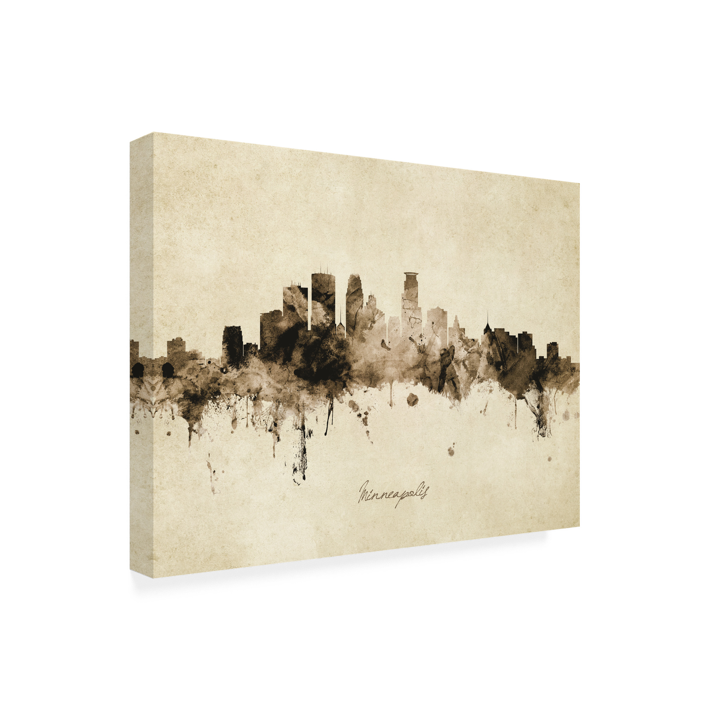 Michael Tompsett 'Minneapolis Minnesota Skyline Vintage' Canvas Art