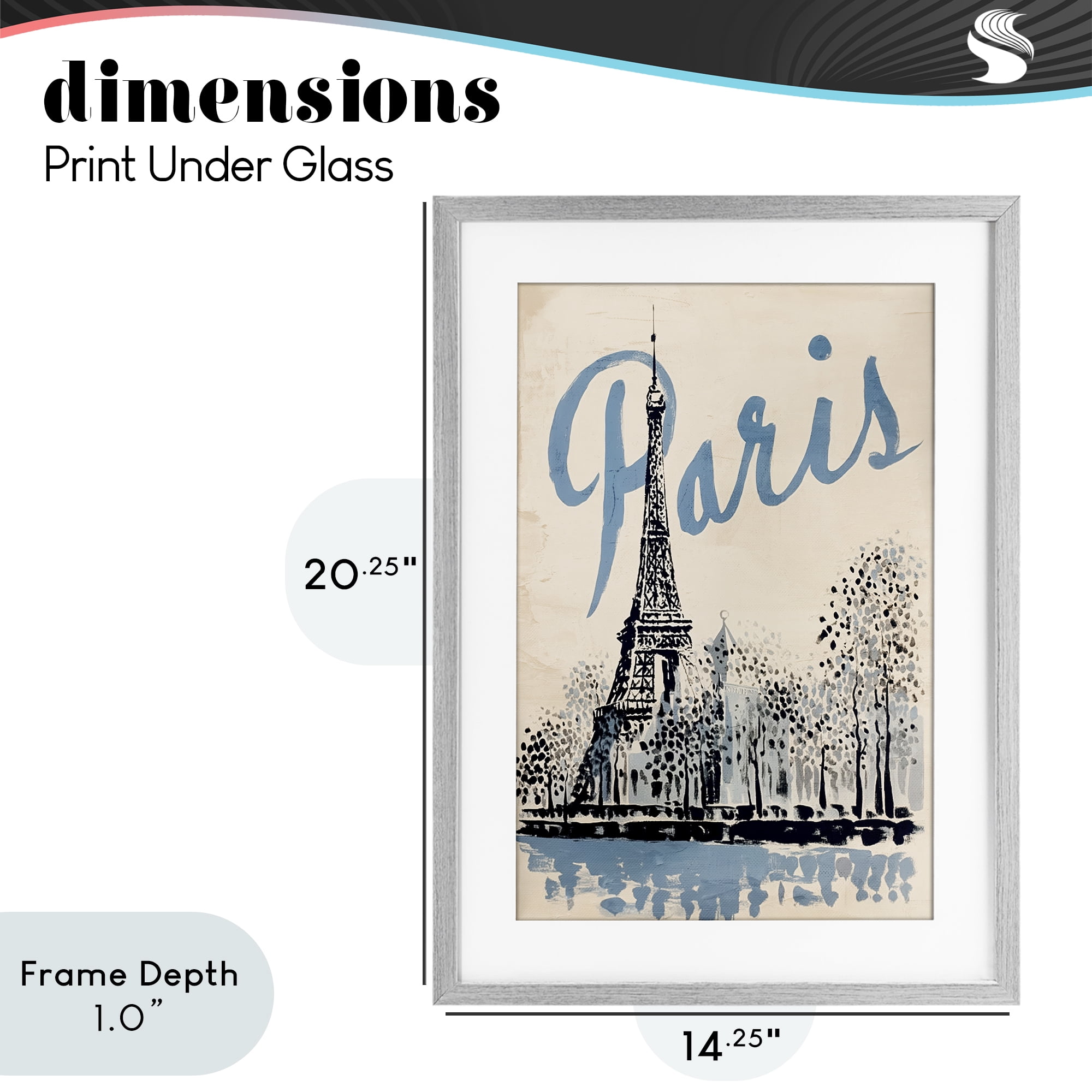 Stupell Industries Blue & Beige Paris Travel Gray Framed Print Under Glass, design by Annabelle Hall