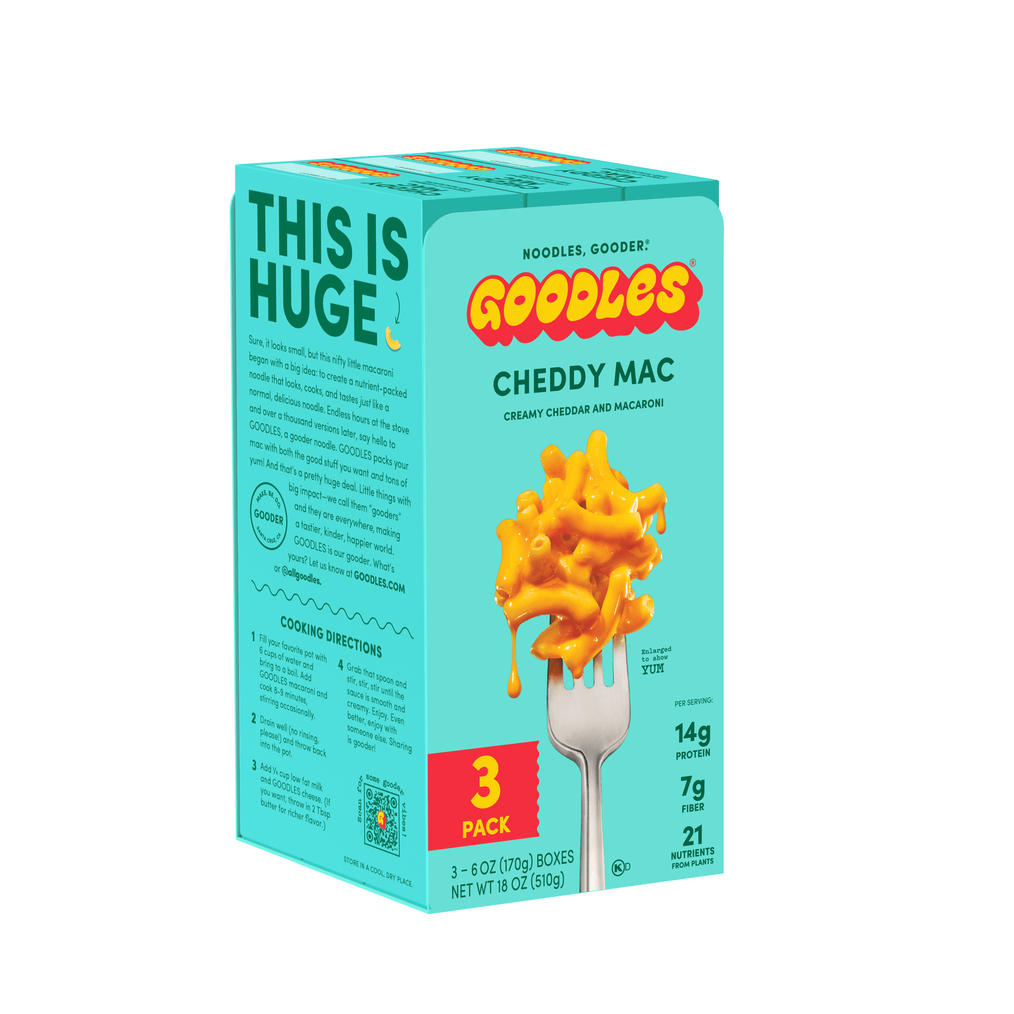 Goodles Mac & Cheese Cheddy Mac Noodles, Cheddar, Elbows, Shelf-Stable, 6 oz, 3 pack