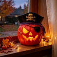 thumbnail image 5 of Lighted Pumpkin Lantern, Vintage Classic Ceramic Pumpkin Statue Light Up Table Decor, Pumpkin Halloween Farmhouse Autumn Decor for Home Office Haunt House Party Halloween Decorations (C), 5 of 7