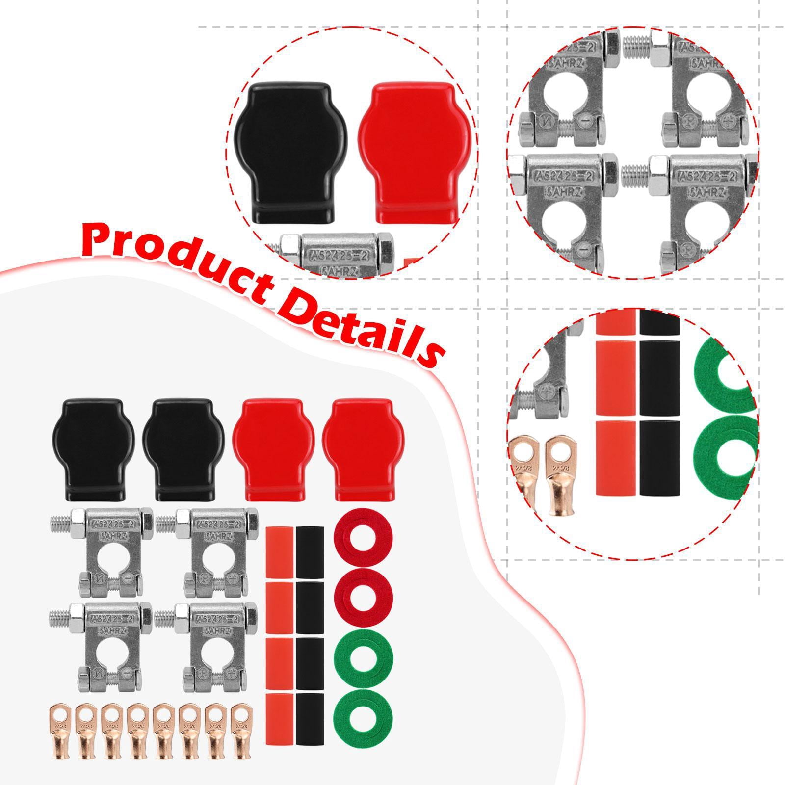 Wzmzjy Terminal Connector Kit 3/8" Copper Lugs with Cover Washers Heatshrink Heavy Duty