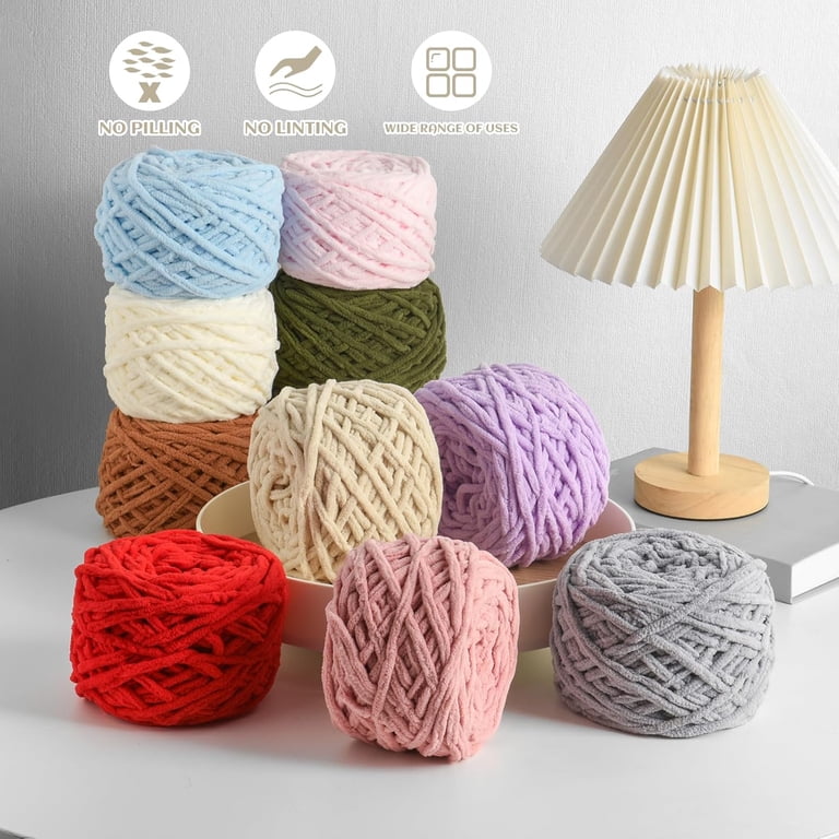 4 PCS Soft Chenille Yarn - Fluffy Velvet Yarn For Crocheting Blankets, Hats, Scarves & DIY Crafts