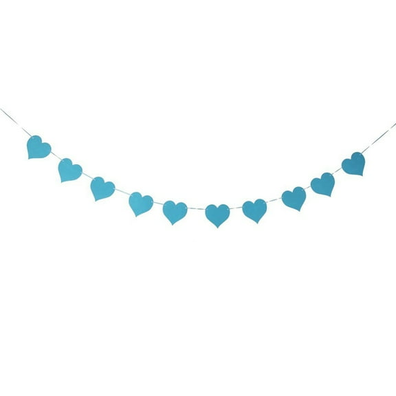 COSMOBETTY Felt Heart Banner Blue for Hanging Party Decoration 1Set