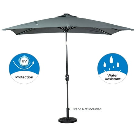 Sun Ray - 9'x7' Rectangular Next Gen Solar Lighted Umbrella - Teal