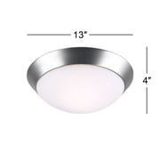 Possini Euro Design Modern Ceiling Light Flush Mount Fixture 13 Wide Brushed Nickel 2-Light Frosted Glass Dome Shade for Bedroom Kitchen Living Room