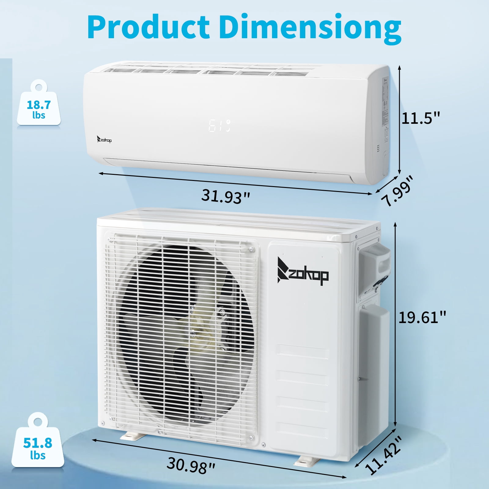 Ktaxon 9000 BTU Wifi Enabled Mini Split Air Conditioner & Heater with Inverter, 20 SEER2 Energy Saving 115V Ductless Split AC Unit with Pre-Charged Condenser, Heat Pump & Installation Kit