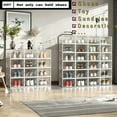 thumbnail image 4 of REZJSWFSMMJ 6 Pack Thick Transparent Shoe Box With Lid, Foldable And Stackable Shoe Rack, Free Combination, Plastic Sports Shoe Container,White, 4 of 4