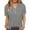a-Grey18538, variant on Women Shirts Ladies Casual V Neck Half Button Short Sleeve Top With Front Pocket Loose Fit Solid Color Blouse For Summer Daily Wear Casual Tops