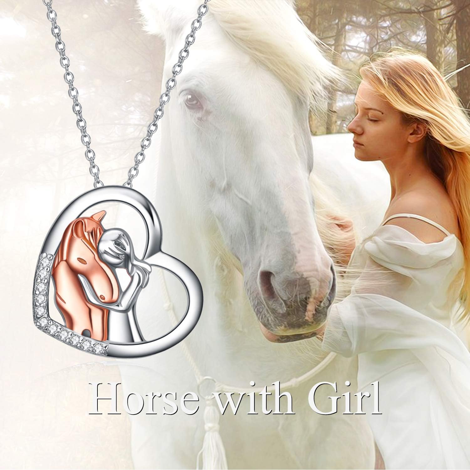 YAFEINI 925 Sterling Silver Horse Pendant Necklace for Women -  Equestrian Horse Jewelry Gifts for Horse Lovers