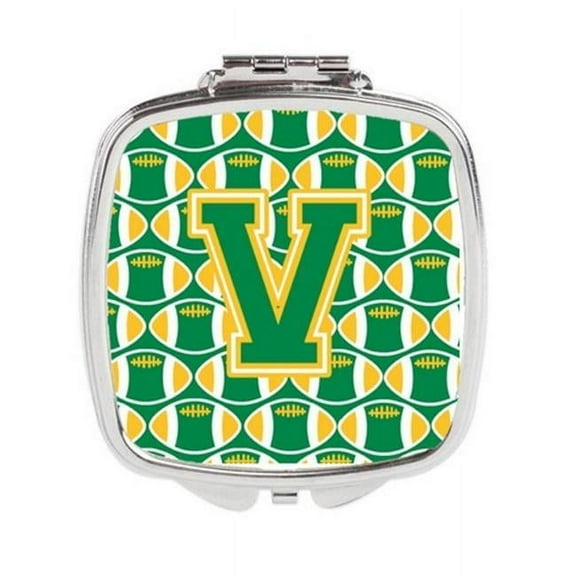 Letter V Football Green & Gold Compact Mirror