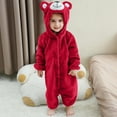 thumbnail image 4 of dazeni Toddler Kids Halloween Romper Dress up Flannel Snowsuit Soft Plush Fleece Cute Cartoon Tiger Onesie Hooded Pajamas for Boys Girls Christmas Gifts Red 110, 4 of 7