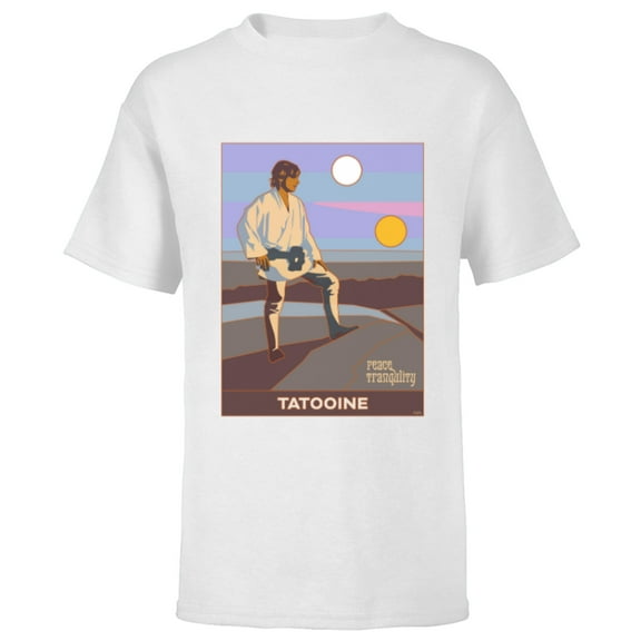Star Wars A New Hope Luke Skywalker Tatooine - Short Sleeve T-Shirt for Kids - Customized-White