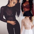 thumbnail image 1 of Fashion Women Ladies Sheer Mesh Fish Net Long Sleeve See-through Tops, 1 of 5