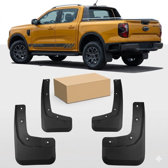 Front & Rear Mud Guards Ford Ranger 2024 Front and Rear - Black, 4 Pc Mud Flaps for Pickup Trucks Splash Guard Compatible with Ranger 2024 Accessories