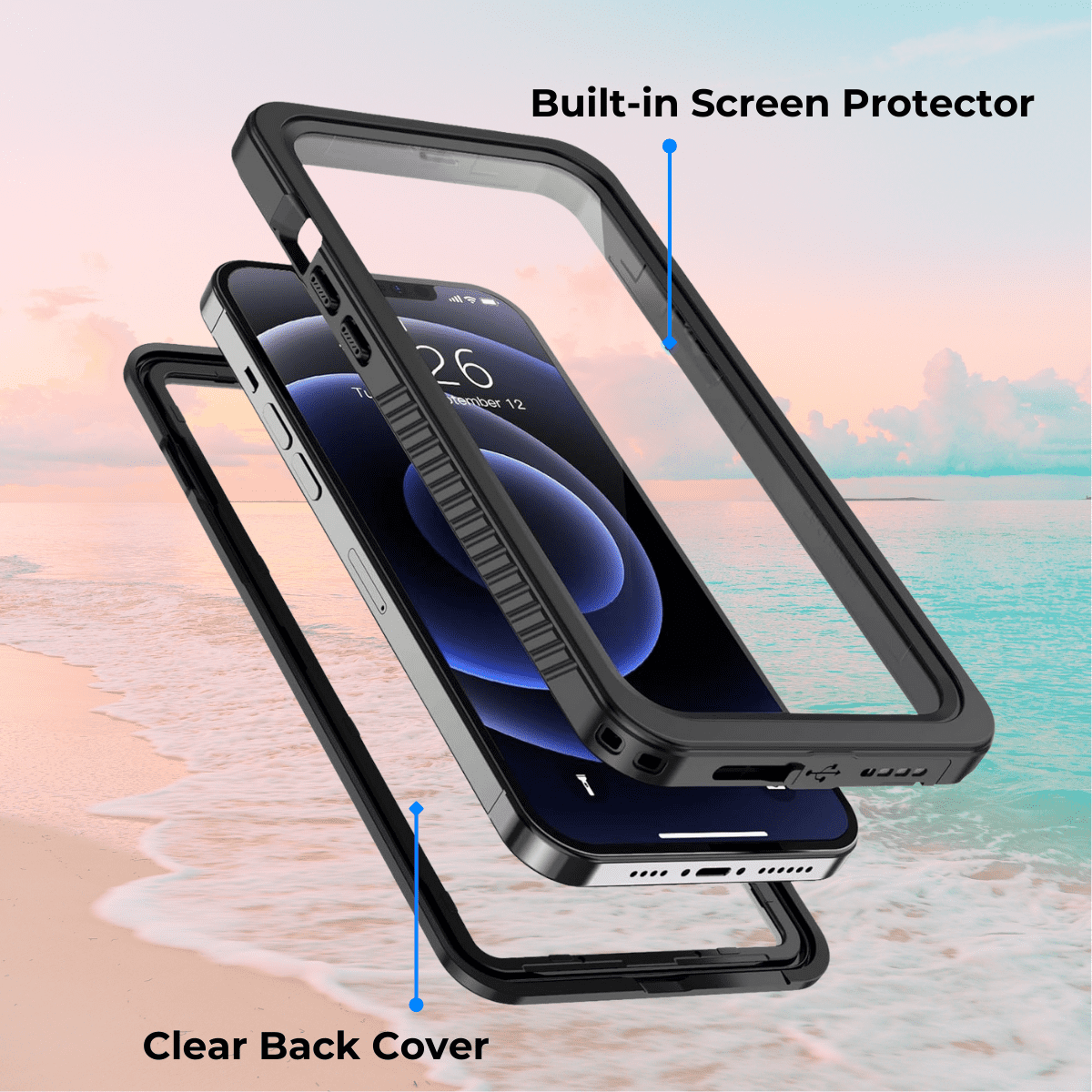 Entronix Waterproof Case for iPhone 11, Heavy Duty Full-Body Protection with Built-in Screen Protector