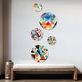 thumbnail image 2 of Designart "Triangular Geometry In Vintage Rebirth" Geometric Round Wall Art Set Of 5 - Blue Modern For Bedroom Wall Art Set, 2 of 6