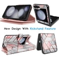 thumbnail image 4 of Galaxy Z Flip 5 Case, 2023 Galaxy Z Flip5 Wallet Case, Luxury PU Leather Credit Card Slots Holder Carrying Folio Cover [Detachable Magnetic Case] Kickstand for Samsung Z Flip5 5G [Marble], 4 of 6