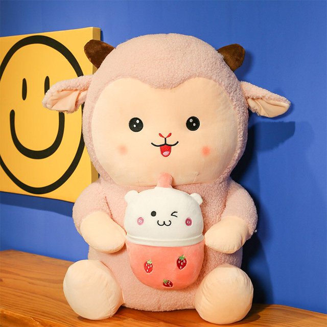 2022 New Cute Baby Bottle Lamb Doll / Baby Bottle Alpaca Plush Toy / Pillow / Child Doll / Birthday Gift / Family Decorationpink36cm Deng Xun unisex