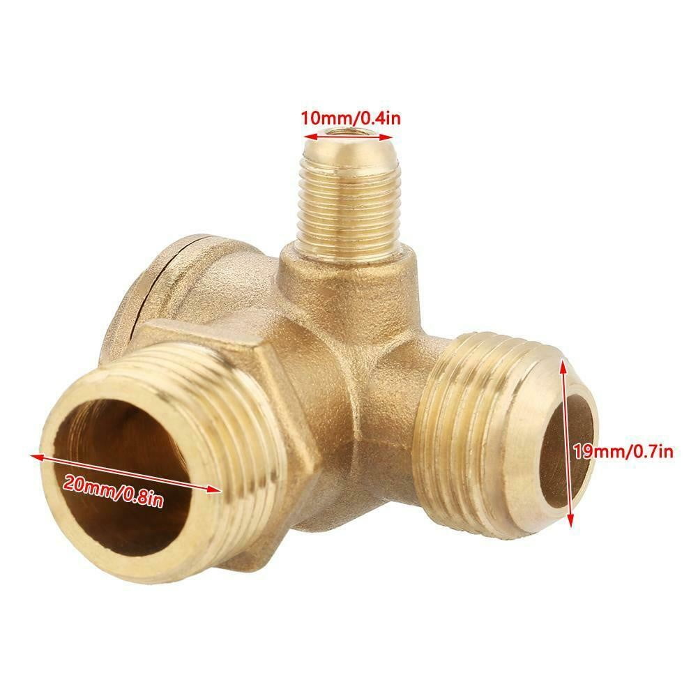 Air Compressor 3-way Brass Male Threaded Check Valve Connector