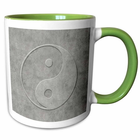 3drose, Yin Yang Symbol Carved in Concrete, 11oz Two-tone Green Mug