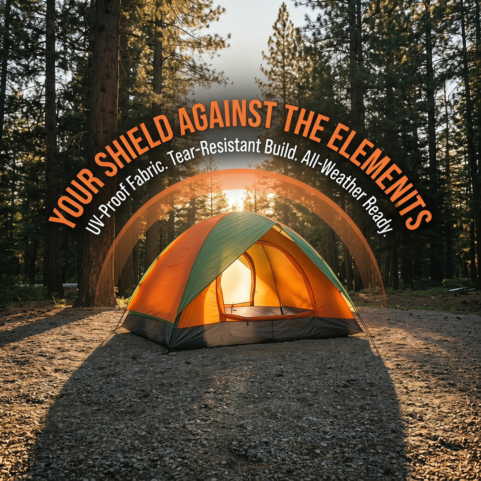 2-Person Double Door Camping Dome Tent, Waterproof Outdoor Hiking Tent, Orange & Green