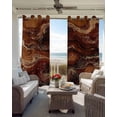 thumbnail image 4 of Brown Marble Blackout Curtains 39 Inches Long for Bedroom, Ombre Abstract Striped Mottled Aesthetic Thermal Insulated Room Darkening Black Out Window Curtain Panels Grommet Drapes for Living Room, 4 of 8