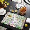 thumbnail image 3 of Easter Placemats Set of 4, Spring Rabbit Botanical Flowers Eggs Plaid Placemats for Dining Table, Place Mats for Kitchen Tabletop, Waterproof Wipeable Dining Table Mats Set, 3 of 9