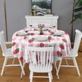 thumbnail image 2 of Strawberry Plants Fruit Heart Daisy Checkered Round Tablecloth 60"x60",Wrinkle Wipeable Table Cloth for Kitchen Dining Room Picnic Patio Party, 2 of 6